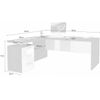 Scrivania-Grigio-Bianco-Angolare-Cassettiera-Grande-da-Ufficio-Cameretta