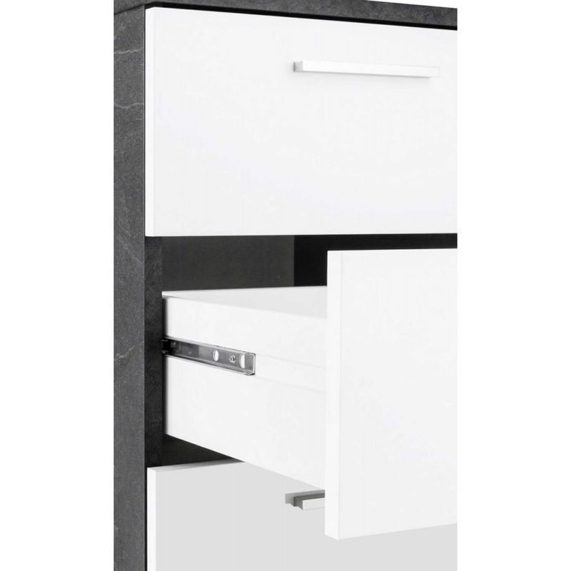 Scrivania-Grigio-Bianco-Angolare-Cassettiera-Grande-da-Ufficio-Cameretta