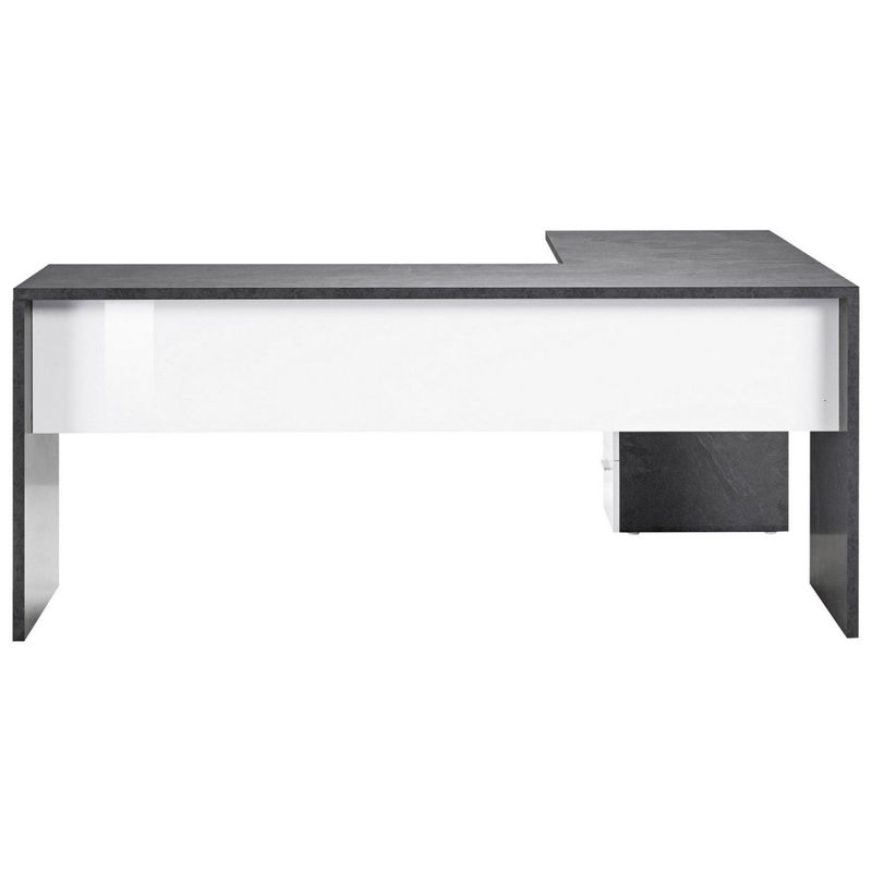 Scrivania-Grigio-Bianco-Angolare-Cassettiera-Grande-da-Ufficio-Cameretta