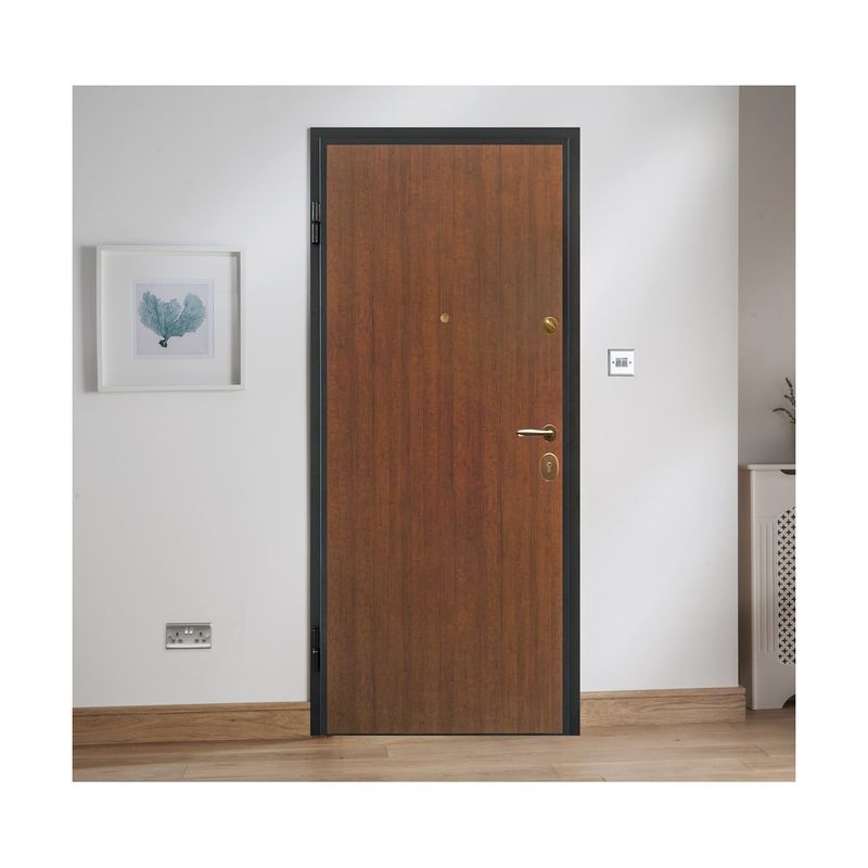 Portone-per-Esterno-Blindato-con-Pannello-Grigio-e-Inserti-Corten