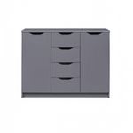 Credenza Mobile Basso Grigio con 2 Ante e 4 Cassetti da Cucina o Salone