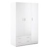 Armadio-Bianco-180-h-3-Ante-con-2-Cassetti-Appendiabiti-Mobile-Camera-da-Letto