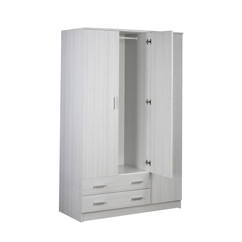 Armadio-Bianco-180-h-3-Ante-con-2-Cassetti-Appendiabiti-Mobile-Camera-da-Letto