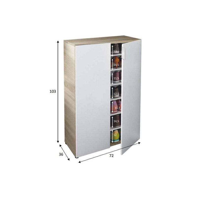 Scarpiera-in-Legno-Salvaspazio-Armadio-Portascarpe-Mobile-2-Ante-con-Ripiani