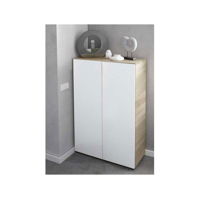 Scarpiera-in-Legno-Salvaspazio-Armadio-Portascarpe-Mobile-2-Ante-con-Ripiani