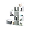 Mobile-Libreria-Bianca-Grigio-Design-Scaffale-Divisorio-a-Cubi-da-Parete-Moderna