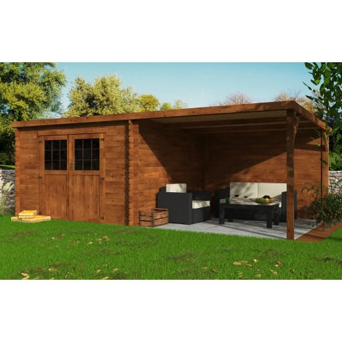 Casetta Block House 610x300 28 mm Legno Impregnato Giardino Tettoia Auto Moto