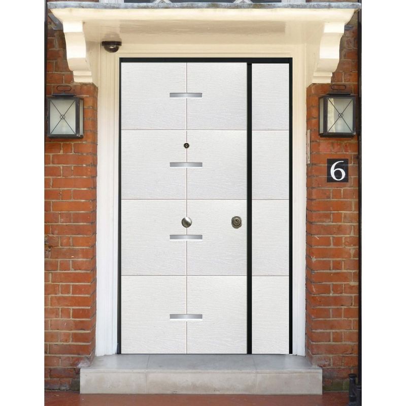 Porta-Blindata-Doppia-Anta-Inserti-Alluminio-Ingresso-Esterno-Portone-Blindato