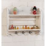 Libreria-Portachiavi-da-Parete-Bianco-Shabby-Muro-Appendichiavi-Moderno-in-Legno