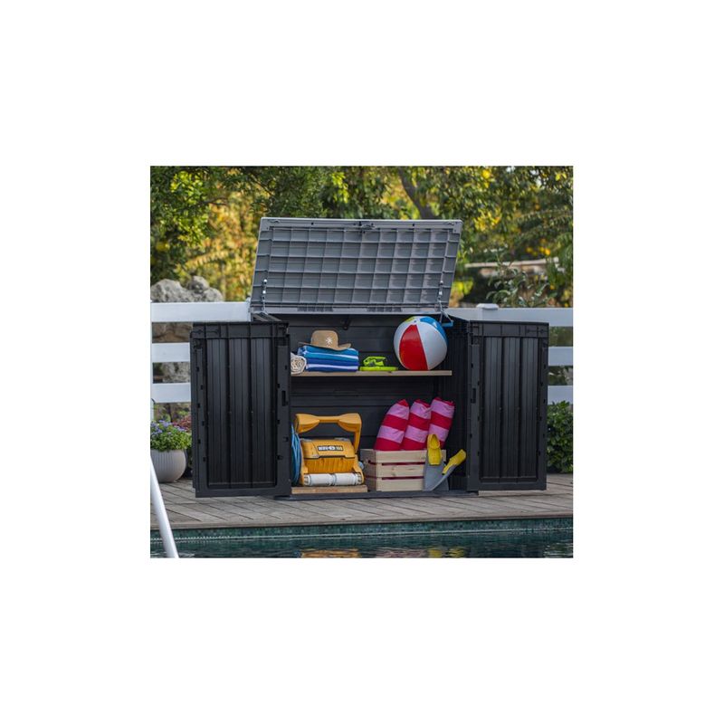 Box-Porta-Attrezzi-da-Giardino-Keter-Nero-per-Esterno-Ripostiglio-in-Resina