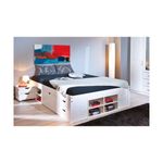 Letto-alla-Francese-140x200-Bianco-Rete-a-Doghe-con-Cassetti-una-piazza-e-mezzo