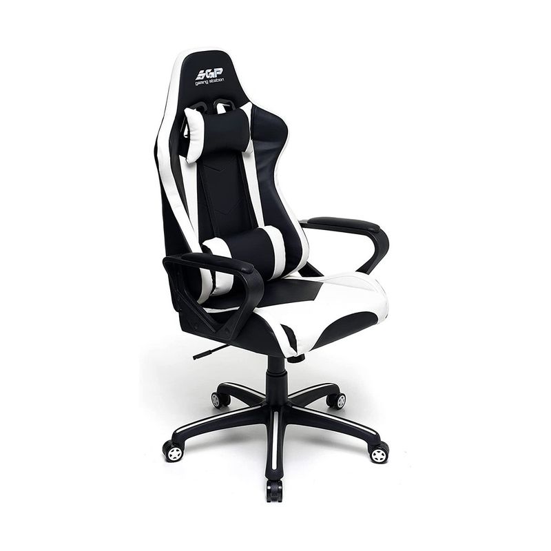 Sedia-Gaming-da-Ragazzo-Cuscino-Cervicale-Braccioli-e-Ruote-Poltrona-Ergonomica