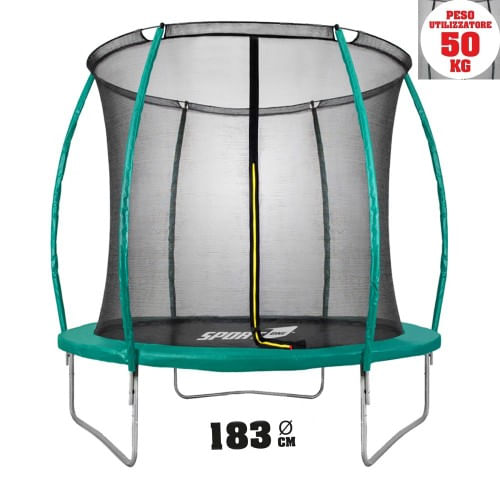 Tappeto-Elastico-Diametro-183-cm-Bambini-Rete-Sicurezza-Trampolino-da-Giardino