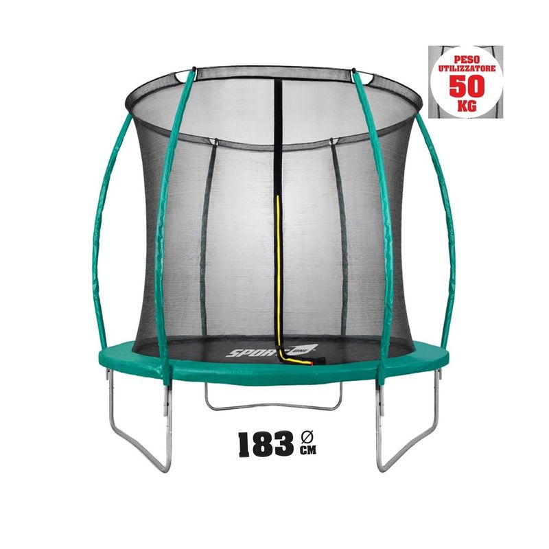 Tappeto-Elastico-Diametro-183-cm-Bambini-Rete-Sicurezza-Trampolino-da-Giardino