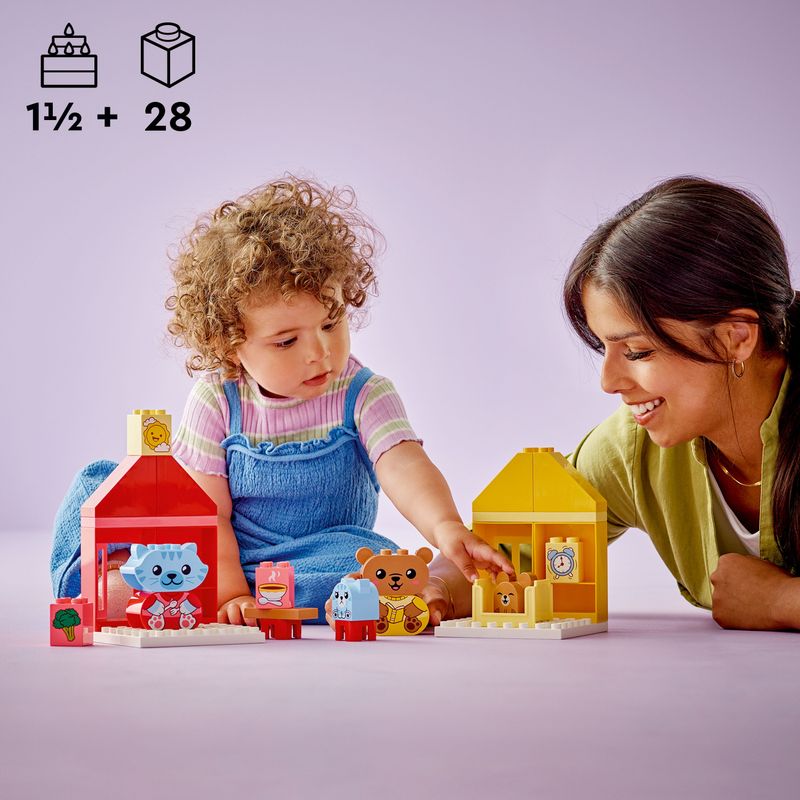 LEGO-DUPLO-10414-Attivita--Quotidiane--Mangiare-e-Andare-a-Letto-Giochi-per-Bambini-da-1.5-Anni-in-su-con-4-Animali-Giocattolo