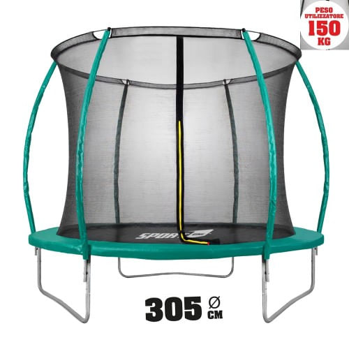 Trampolino-Tappeto-Elastico-305-cm-Diametro-Bambini-Rete-Sicurezza-da-Giardino