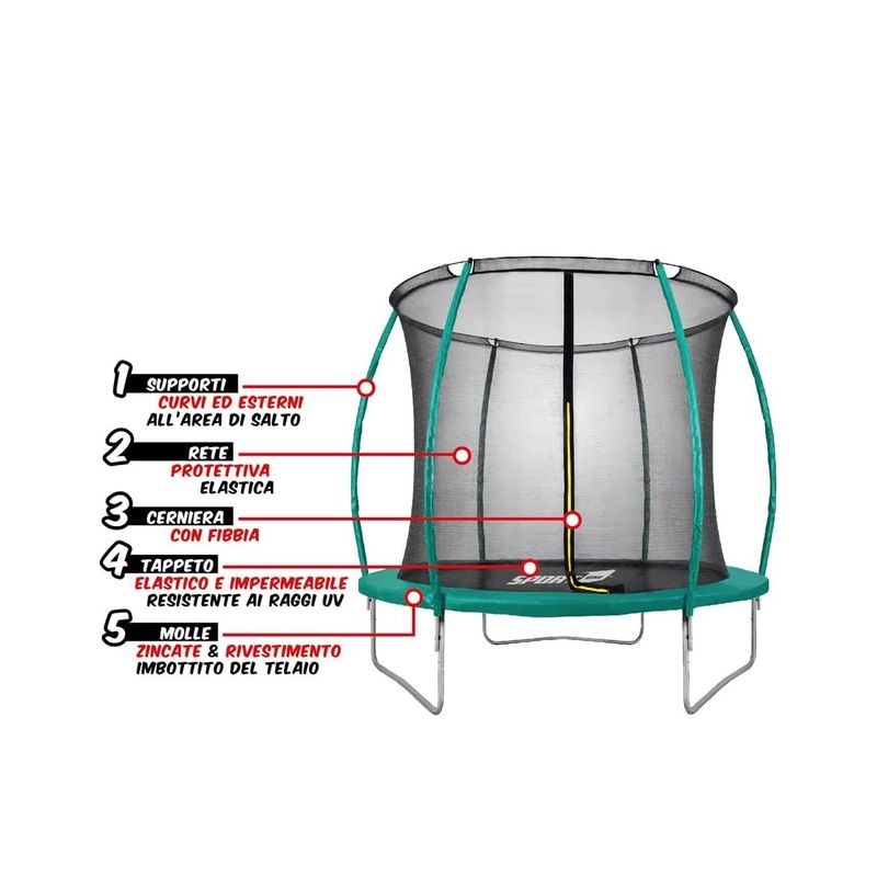 Trampolino-Tappeto-Elastico-305-cm-Diametro-Bambini-Rete-Sicurezza-da-Giardino