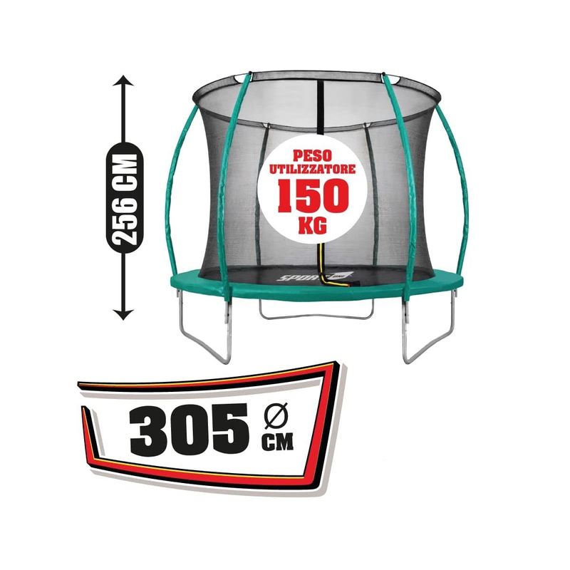 Trampolino-Tappeto-Elastico-305-cm-Diametro-Bambini-Rete-Sicurezza-da-Giardino