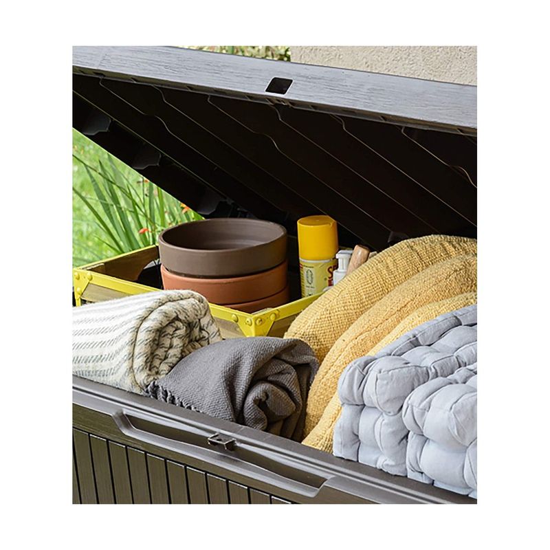 Keter-Baule-Cassapanca-Contenitore-con-Seduta-Giardino-Ruote-Plastica-Esterno