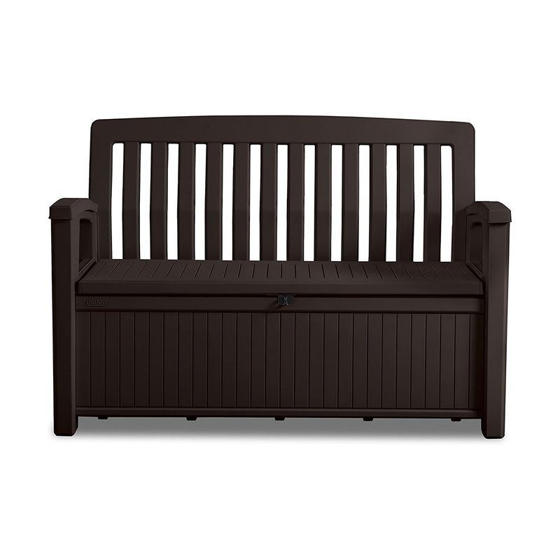 Keter-Baule-Cassapanca-Seduta-Contenitore-Esterno-Grafite-Panchina-Effetto-Legno