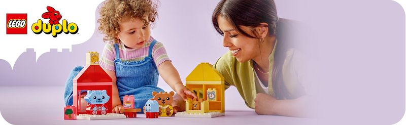 LEGO-DUPLO-10414-Attivita--Quotidiane--Mangiare-e-Andare-a-Letto-Giochi-per-Bambini-da-1.5-Anni-in-su-con-4-Animali-Giocattolo