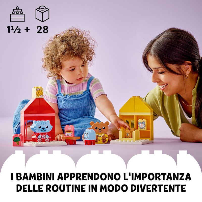 LEGO-DUPLO-10414-Attivita--Quotidiane--Mangiare-e-Andare-a-Letto-Giochi-per-Bambini-da-1.5-Anni-in-su-con-4-Animali-Giocattolo