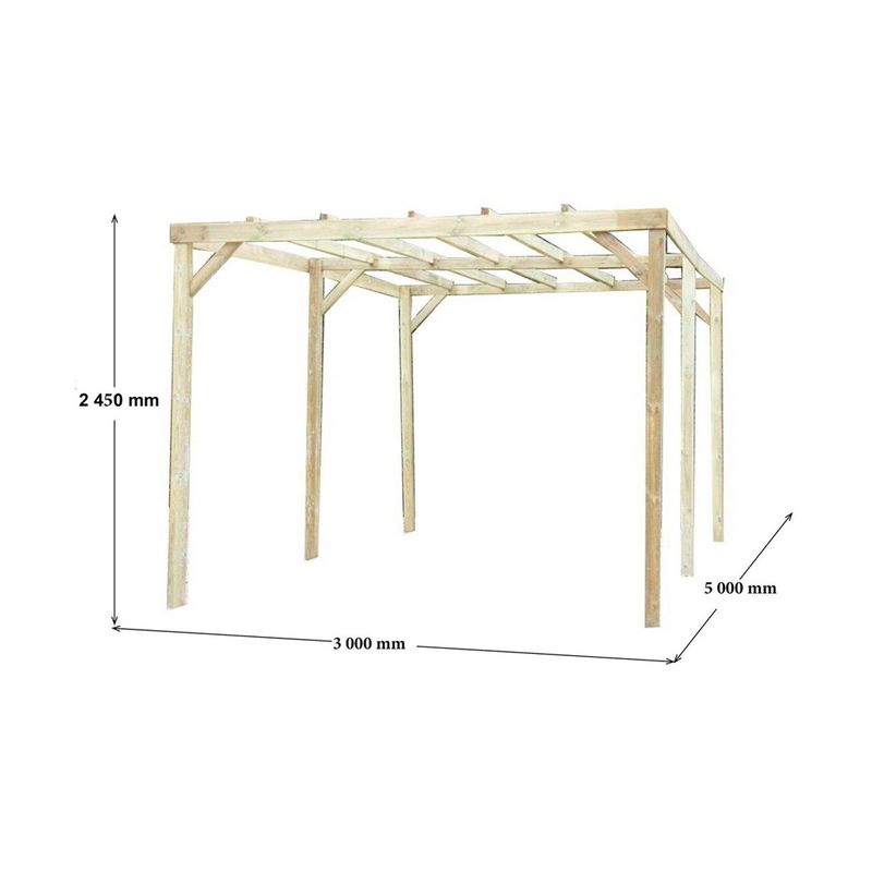 Pergola-in-Legno-3x5-Gazebo-Carport-Posto-Auto-Giardino-Tettoia-No-Copertura