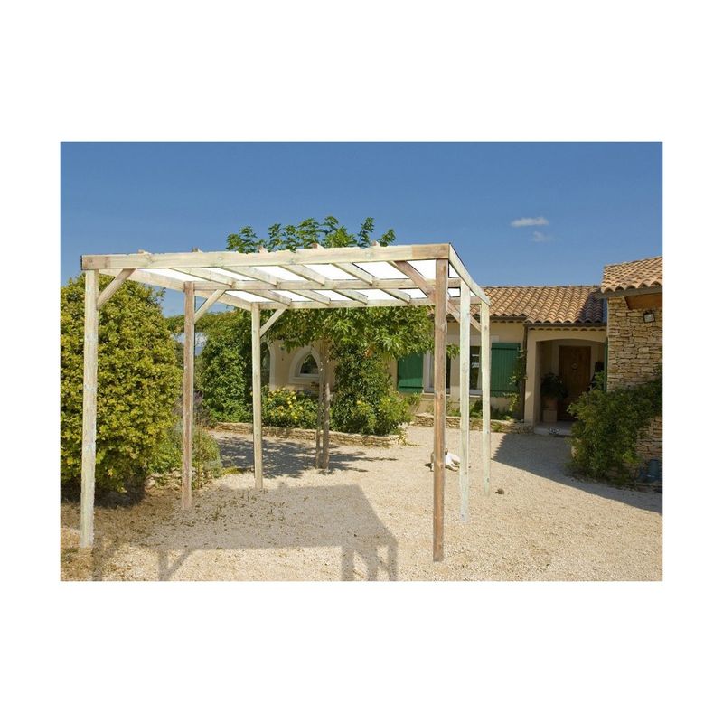 Pergola-in-Legno-3x5-Gazebo-Carport-Posto-Auto-Giardino-Tettoia-No-Copertura