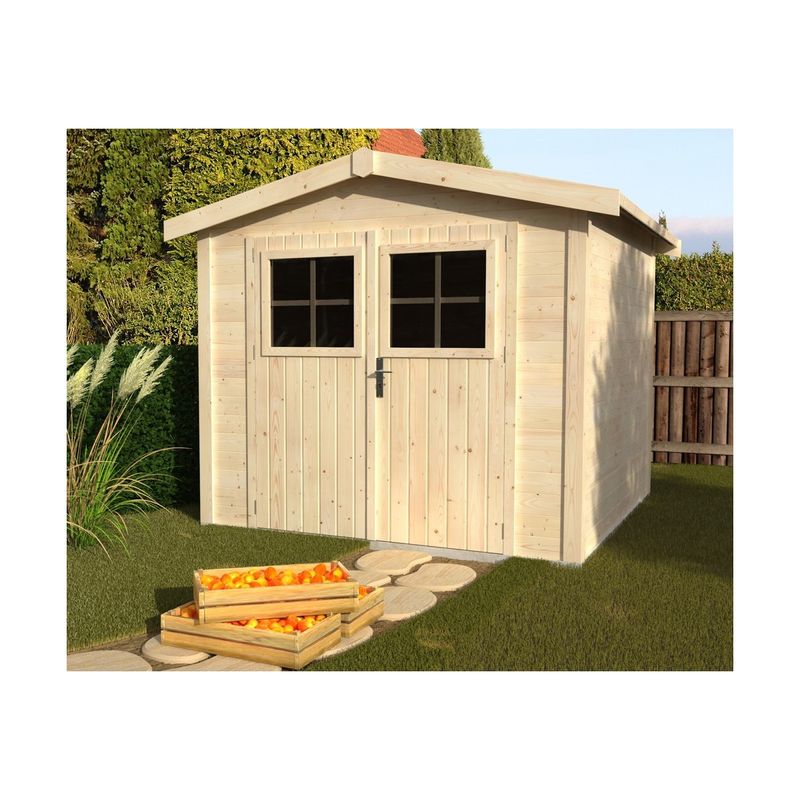 Casetta-in-Legno-2.3x2.3-mt-a-Pannelli-19-mm-Moderna-Porta-Attrezzi-da-Giardino
