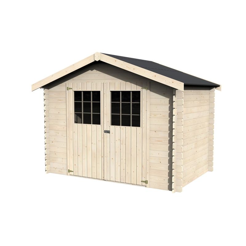 Casetta-in-Legno-3x2-mt-Block-House-28-mm-Moderna-Porta-Attrezzi-da-Giardino