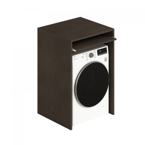 Mobile-per-Lavatrice-in-Legno-Color-Fango-Con-Ripiano-Estraibile