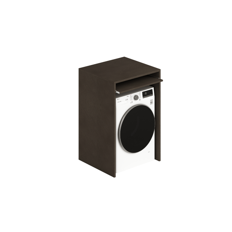 Mobile-per-Lavatrice-in-Legno-Color-Fango-Con-Ripiano-Estraibile