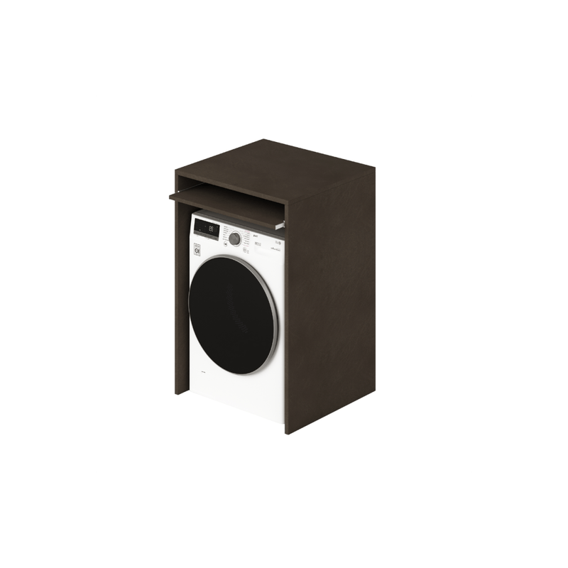 Mobile-per-Lavatrice-in-Legno-Color-Fango-Con-Ripiano-Estraibile