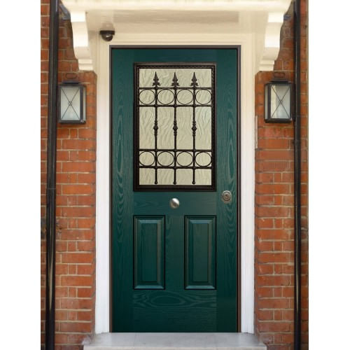 Porta-Blindata-Classica-con-Vetro-per-Esterno-Portoncino-Blindato-Vetrato-Verde