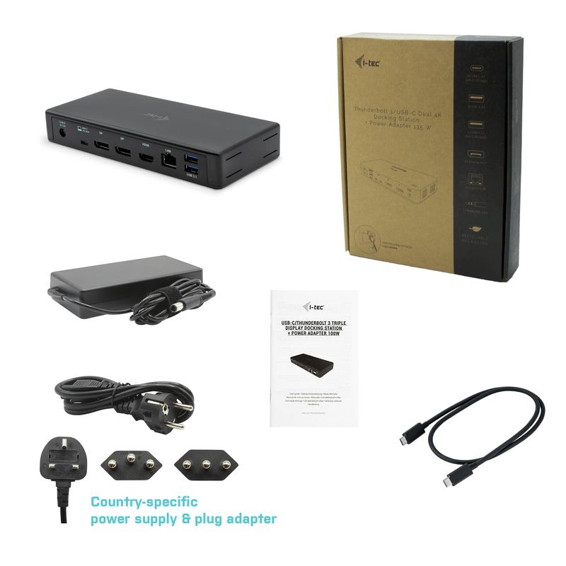 i-tec-C31TRIPLEDOCKPD-replicatore-di-porte-e-docking-station-per-laptop-Cablato-USB-3.2-Gen-2--3.1-Gen-2--Type-C-Nero