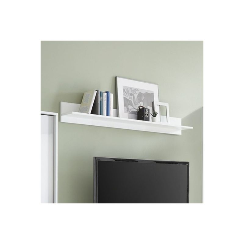 Mensola-Bianca-Lucida-da-Muro-per-Libri-e-Riviste-Salone-Moderna