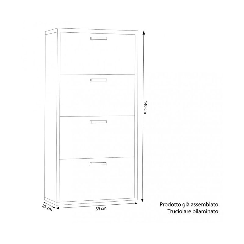 Scarpiera-Olmo-Slim-a-4-Ante-Ribalta-Doppie-Porta-Scarpe-Salvaspazio