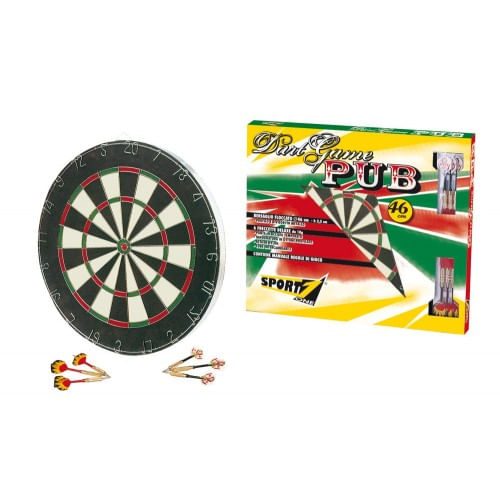 Bersaglio-Pub-46cm-Floccato---6-Freccette-Punta-Metallo-Bivalva-Dartboard-Game