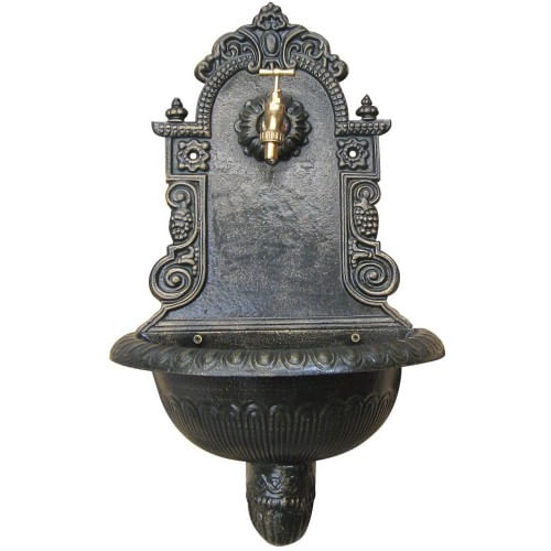 Fontana da Parete Grigia in Ghisa Lavabo a Muro Giardino Lavandino Rubinetto