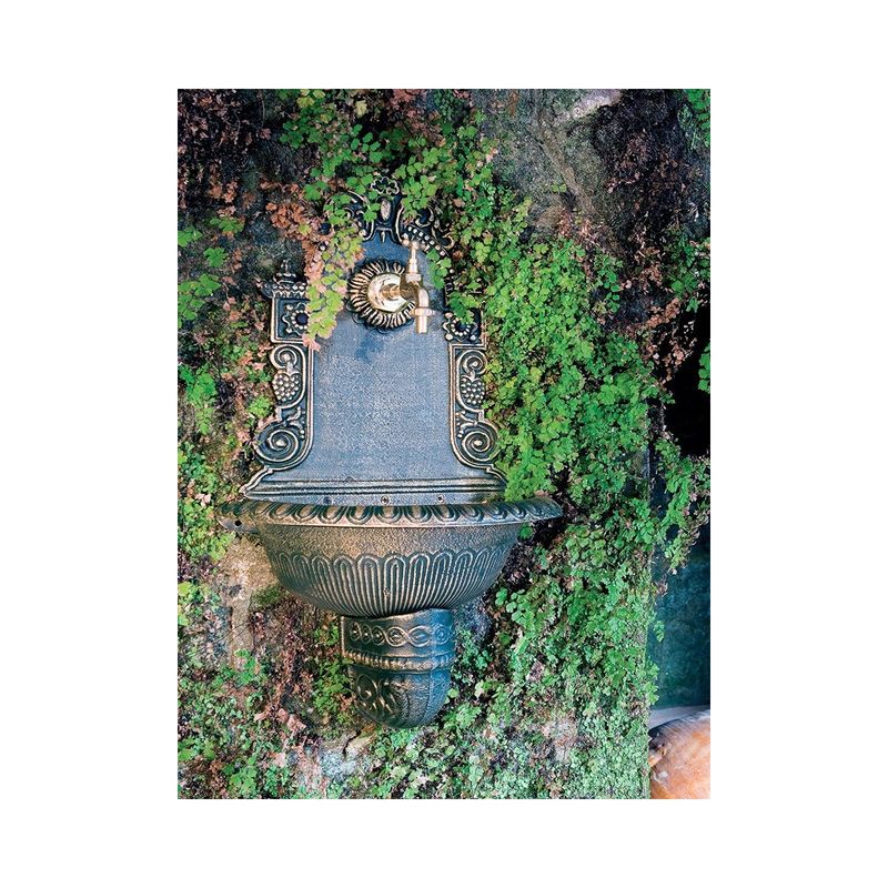Fontana-da-Parete-Grigia-in-Ghisa-Lavabo-a-Muro-Giardino-Lavandino-Rubinetto