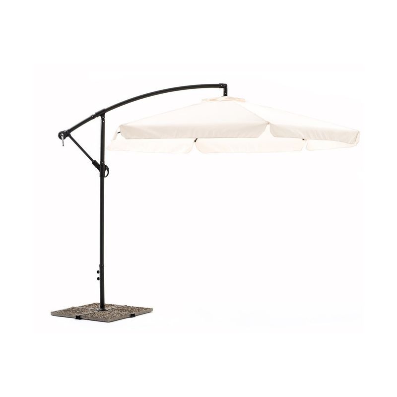 Ombrellone-Rotondo-3-metri-Ecru-in-Ferro-con-Braccio-Laterale-Palo-Decentrato
