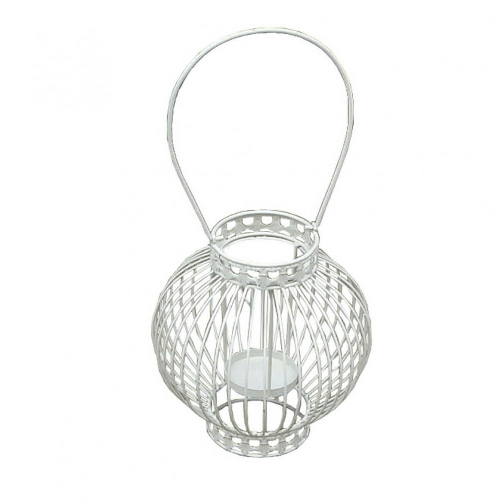 MILANI HOME portacandela stile provenzale in ferro verniciato cm 20,5 x 22 x 42 h