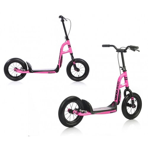 Monopattino Rosa Ruote 12 Pollici Gonfiabili Raggi Freno Posteriore Giocattolo
