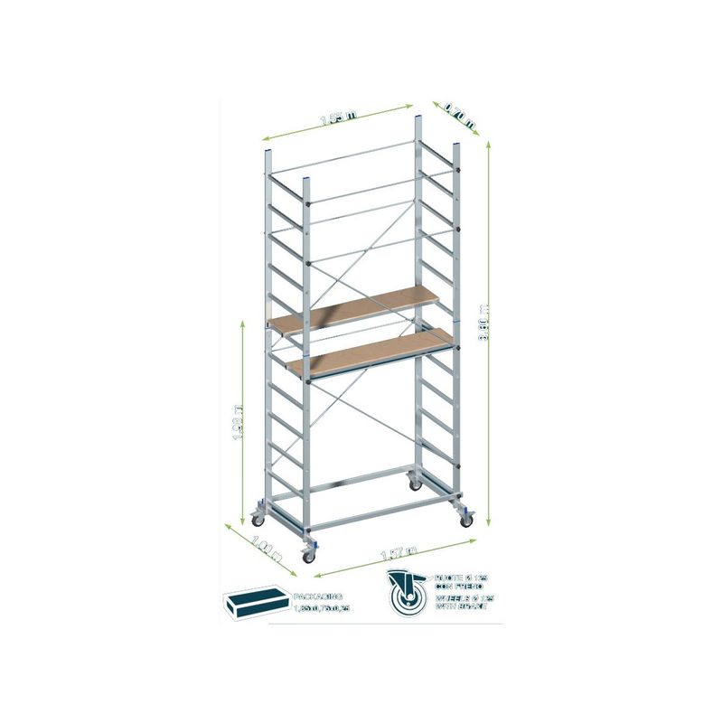 Ponteggio-Altezza-3.6-mt-Trabattello-in-Alluminio-con-Ruote-Scala-Marchetti