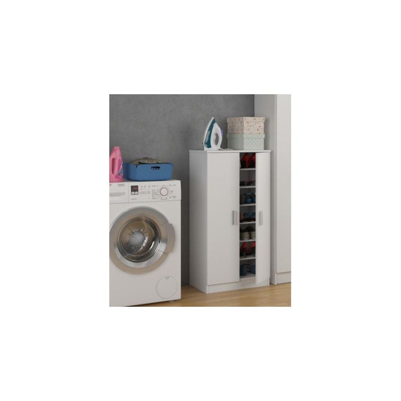 Scarpiera-Salvaspazio-in-Legno-Armadio-Portascarpe-Mobile-2-Ante-con-Ripiani