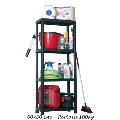 Scaffali-in-Resina-4-Ripiani-60x30-Plastica-Dispensa-Libreria-Garage-Magazzino
