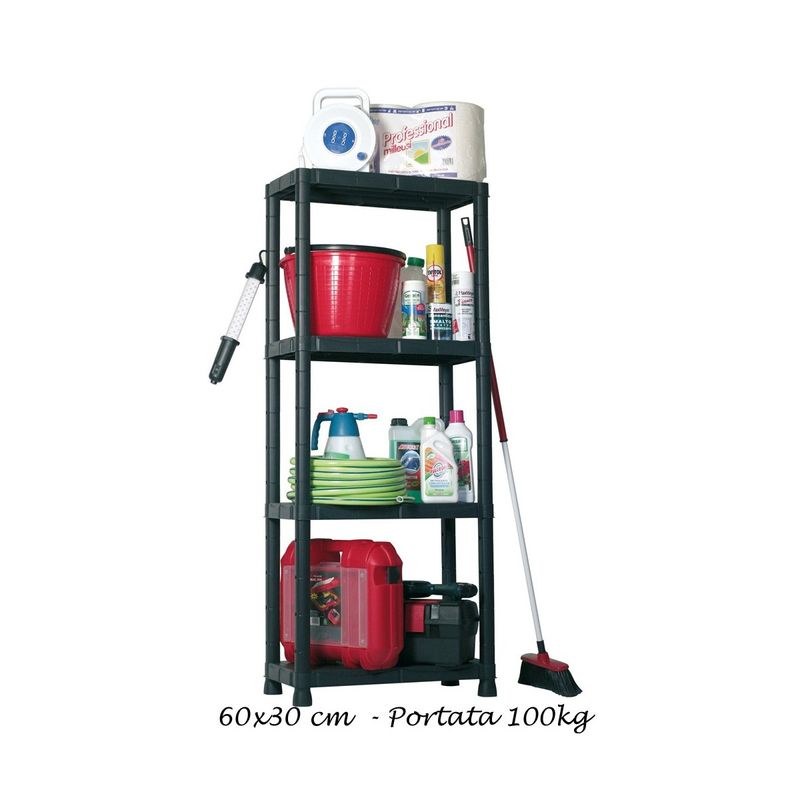 Scaffali-in-Resina-4-Ripiani-60x30-Plastica-Dispensa-Libreria-Garage-Magazzino
