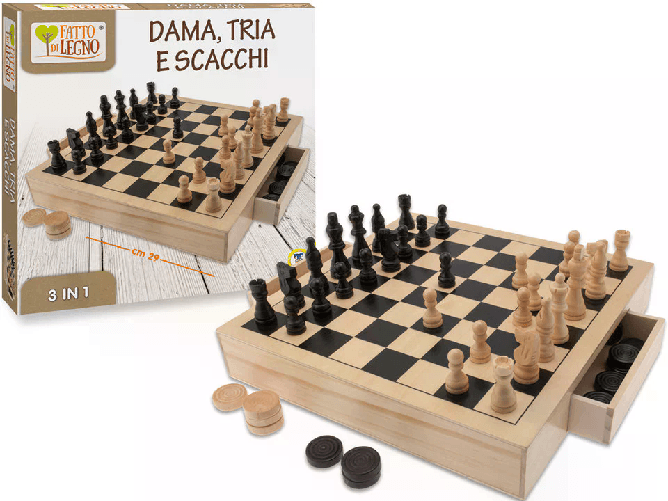 TEOREMA DAMA SCACCHI TRIA IN LEGNO