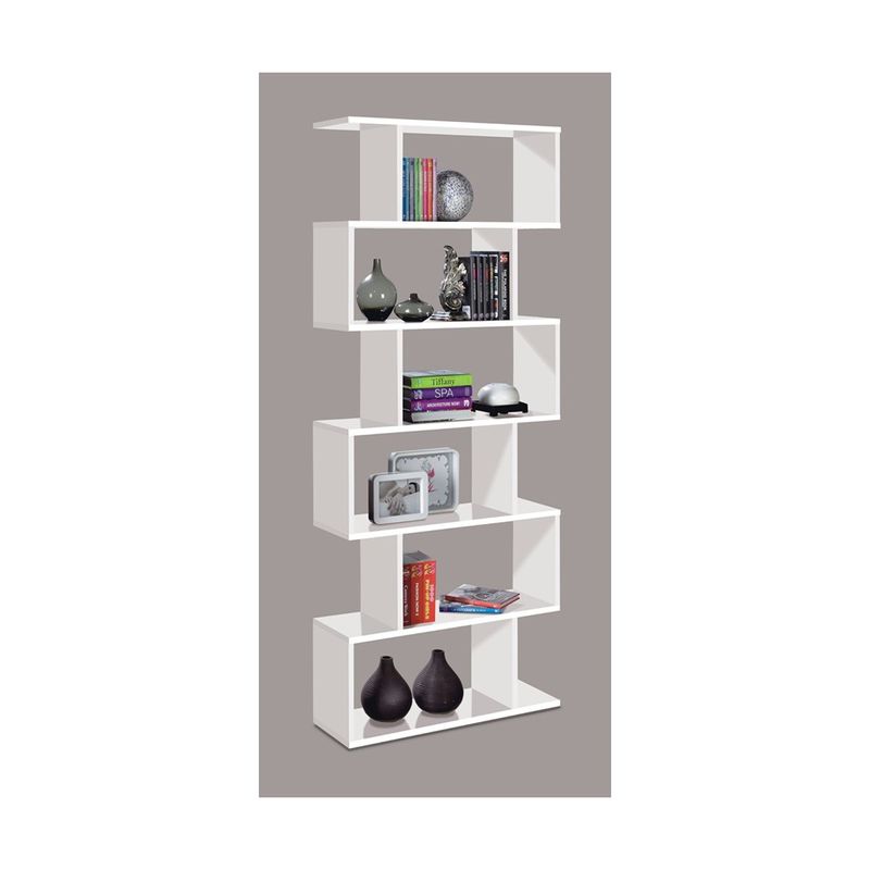 Mobile-Libreria-80-Bianca-Lucido-Ripiani-Design-a-Giorno-Parete-Modulare-Studio