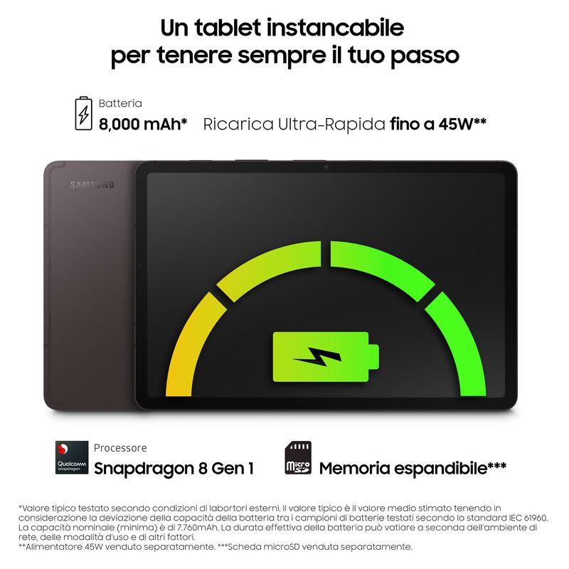 Samsung-Galaxy-Tab-S8-Tablet-Android-11-Pollici-Wi-Fi-RAM-8-GB-256-GB-Tablet-Android-12-Graphite--Versione-italiana--2022